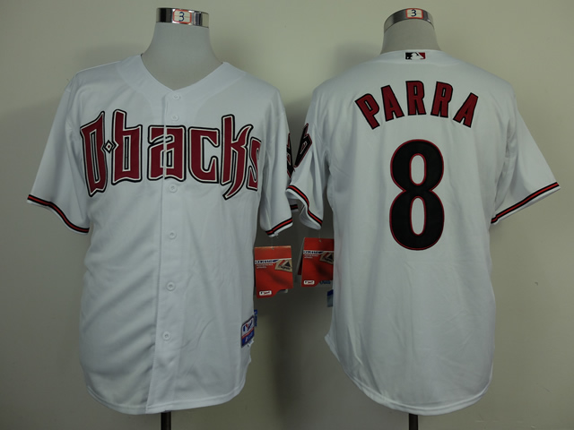 Men Arizona Diamondback 8 Parra White MLB Jerseys